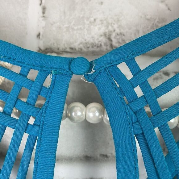 New Altar’d State Strappy Blue Sleeveless Dress Key Hole Back Size Medium - Picture 11 of 12